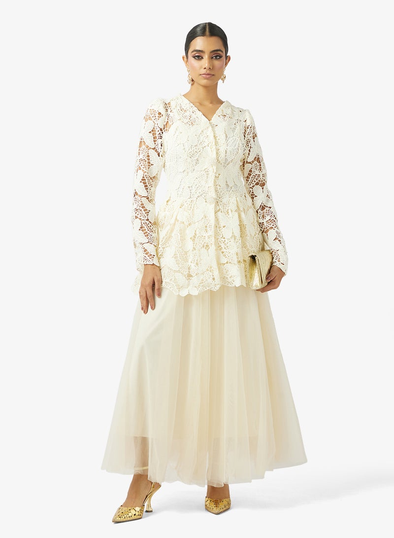 Khizana Lace Peplum Top & Skirt Set - Image 5